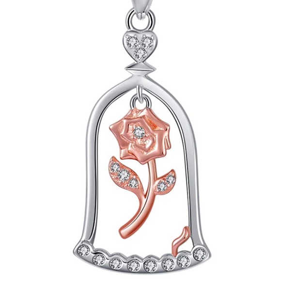 Beauty and the Beast Enchanted Rose Necklace - Picture 2 of 13